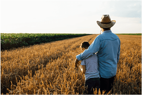 Farmer & son in farm