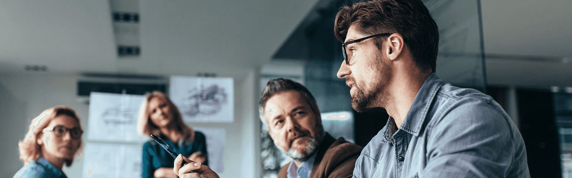 Team discussion agricultural finance in office